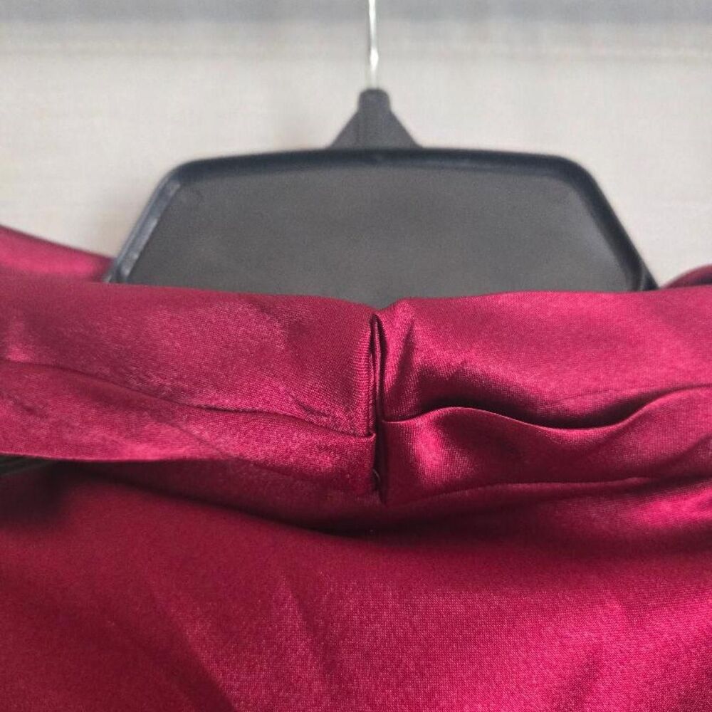 Cowl Halter Neck Charmeuse Long Betsy-Adam Women's Burgundy and Red Dress - Picture 7 of 8